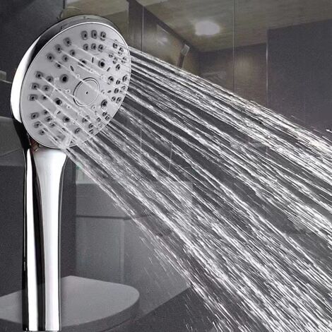 Pommeau De Douche Haute Pression - 5 Jets Réglables - Finition Chromée Élégante - Détartrage Facile - Pommeau De Douche De Rechange-aquaforge