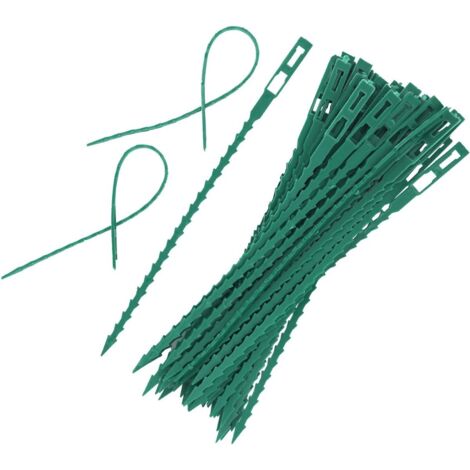 50 Attaches Réglables Pour Plantes - Attaches De Jardin Vertes En Plastique De 17 Cm - Attaches En Plastique Profilées - Support Pour Plantes - Attaches Vertes Pour Plantes, Arbustes Et Plantes Grimpa