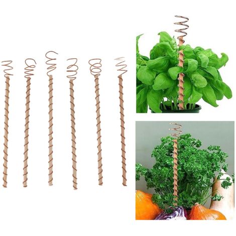 Lot De 6 Tuteurs Spiralés En Cuivre Pour Électroculture, Assurant Un Support Stable Aux Plantes, Fruits Et Légumes De Jardin.