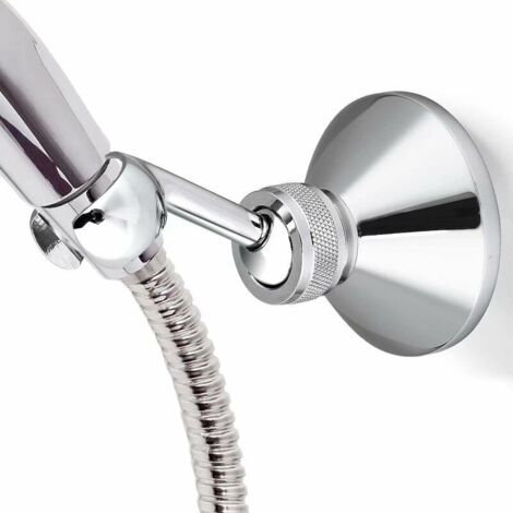 Support De Pommeau De Douche Réglable Chromé Pour Fixation Murale, Compatible Avec Les Flexibles De Douche Standard.