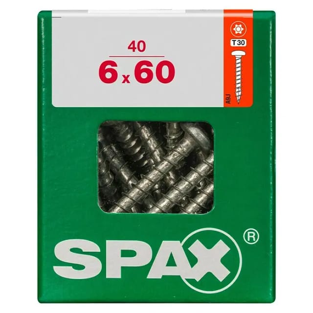 Spax - Universalschraube 6 X 60 Mm, 40 Stück, Vollgewinde, Halbrundkopf, T-star Plus T20, 4cut, Wirox - 4201010600607