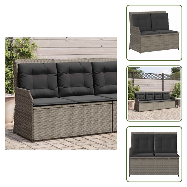 Vidaxl Gartenbank Verstellbar Mit Kissen Grau Poly Rattan