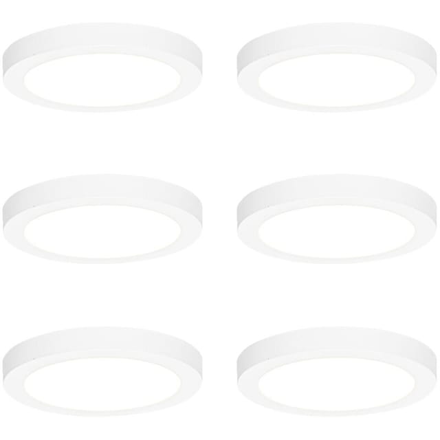 Set Mit 6 Einbau- Oder Aufbauspots Weiß 18 Cm Inkl. Led 3-stufen-dim-to-warm - Trans