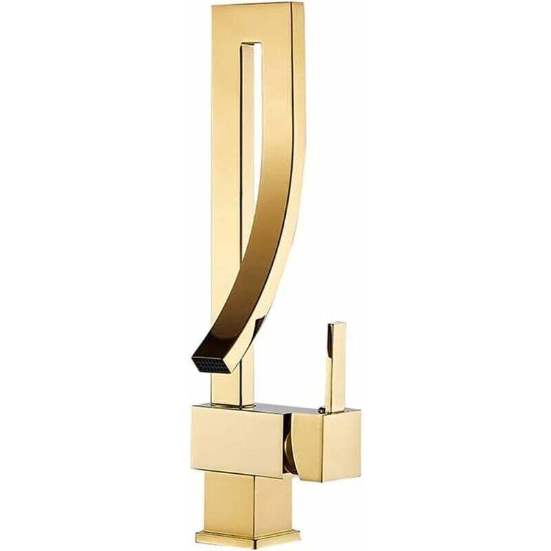 Goldener Drehbarer Küchenarmatur Mit Warm- Und Kaltwasser, Wasserfall-auslauf Für Spüle