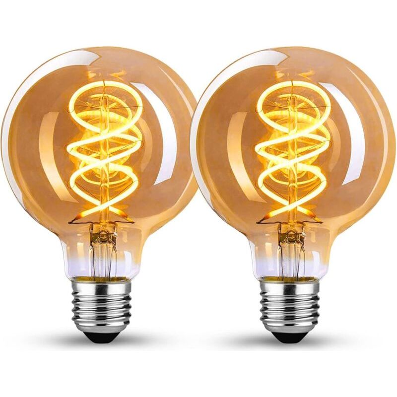 Edison Vintage Ampoule E27, E27 Led Vintage Dimmable 4w Rétro Lampe Led Blanc Chaud 2200k Edison Ampoule E27 Vintage Idéal Pour La Nostalgie Et L'Éclairage Rétro Dans Le Home Cafe Bar - 2 Pièces (g80