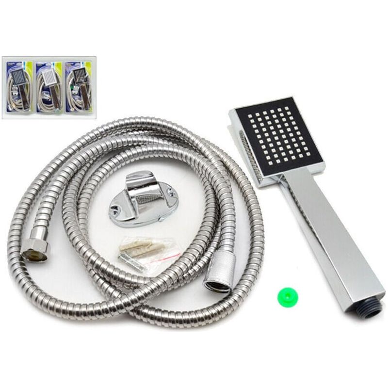 Universeller Quadratischer Duschkopf Aus Stahl + 2 M Flexibler Schlauch Mit Regeneffekt -