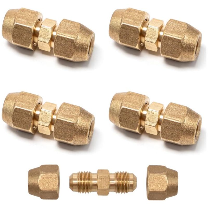 Set Mit 4 Doppelfittings Für 1/4"-kupferrohre, Lötfreie Kupferrohrverschraubung, Kältemittelanschluss Für Klimaanlagen-verlängerungsrohre, 6,35 Bis 6 Mm Kupferrohr