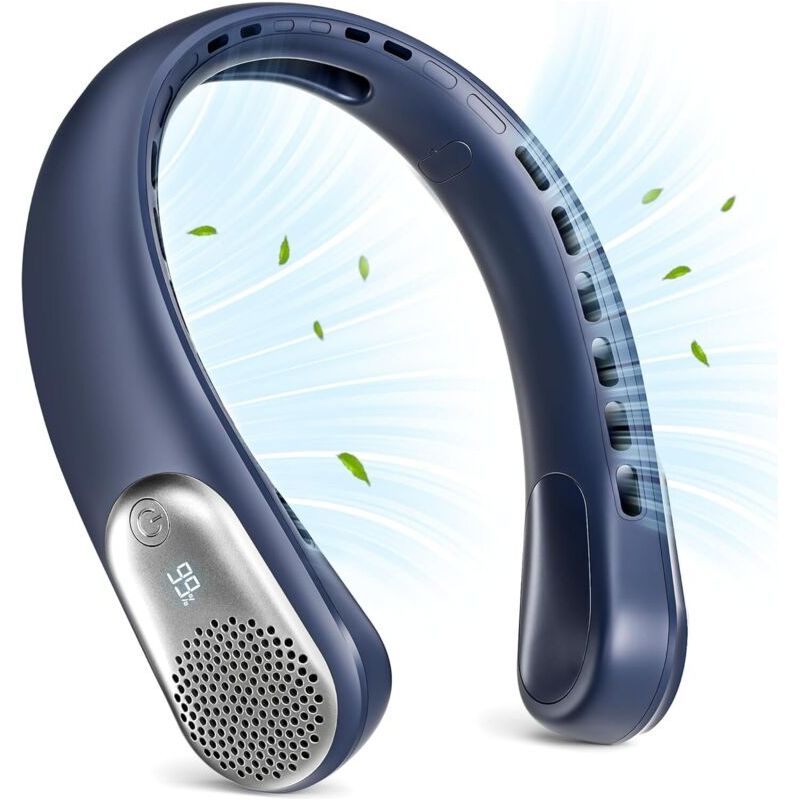 Tragbarer Nackenventilator Mit Usb-aufladung, Led-anzeige, 360°-kühlung, Ohne Rotorblätter, 3600 Mah, 3 Geschwindigkeitsstufen, Für Frauen, Reisen, Als Geschenk, Für Zuhause, Büro Und Männer