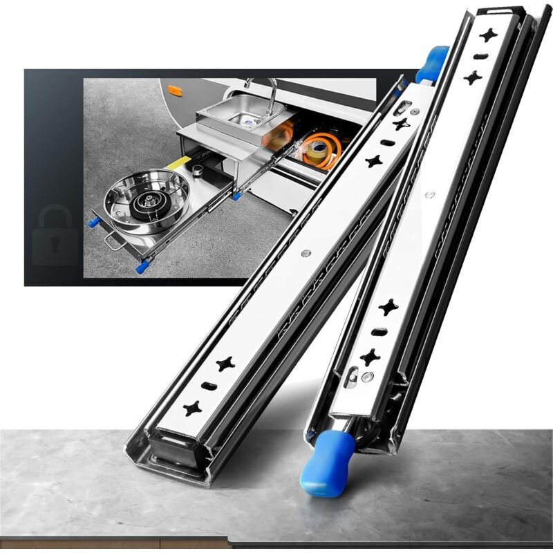 Schwerlast-schubladenschiene (120 Kg) – Kaltgewalzter Stahl – 300-mm-kugellager – Sicherer Verriegelungsmechanismus