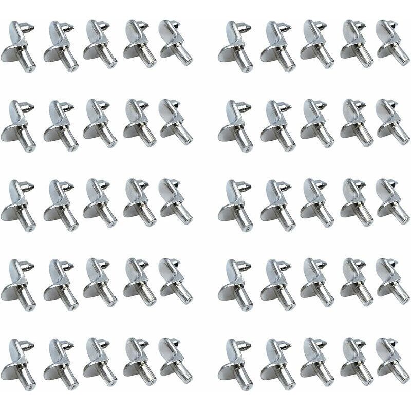 Packung Mit 50 Vernickelten Regalstiften Aus Zinklegierung – 5 Mm Stützstifte – Einfache Montage Für Schränke Und Vitrinen – 50 Stück