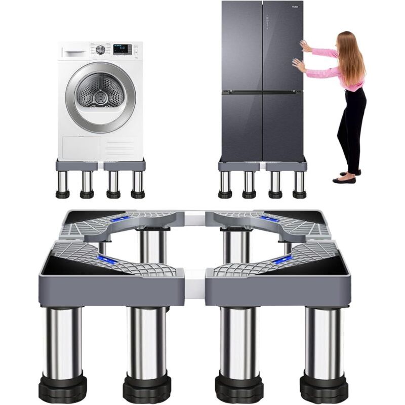 8 Fuß (ca. 2,4 M) Hoher Waschmaschinenständer, Verstellbare Breite Von 40 Bis 60 Cm, Mit 4 Stabilen Füßen Für Waschmaschinen, Kühlschränke, Trockner Und Gefrierschränke, Höhenverstellbar Von 18 Bis 21
