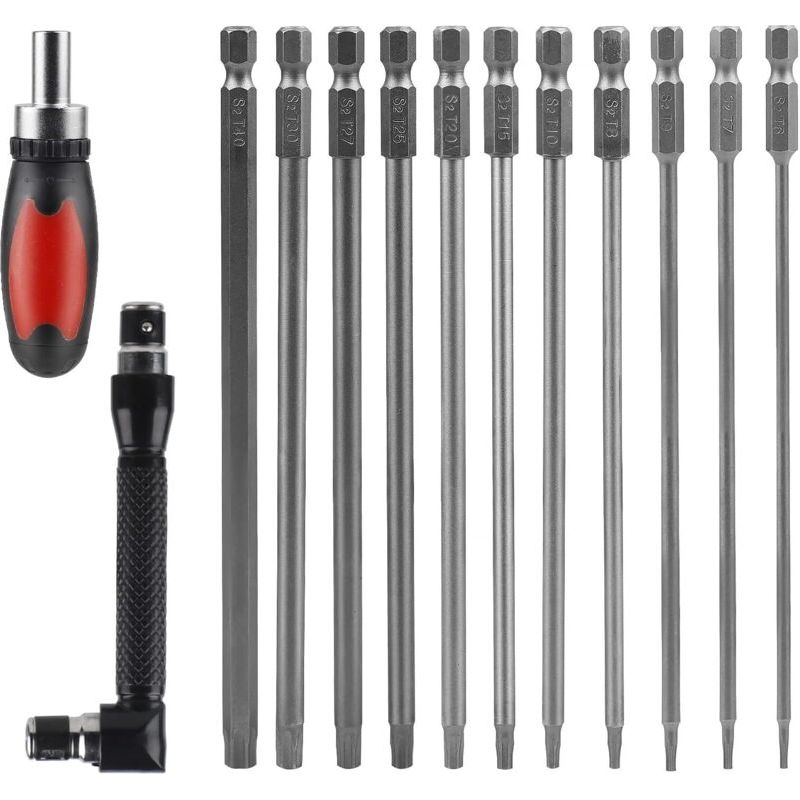 Cprosp Handschraubendreher-set Mit 2 Magnetischen Ratschenschraubendrehern, 11-teiliges Torx-sechskant-schraubendreher-set (150 Mm), S2-legierungsstahl, T5 T6 T7 T8 T9 T10 T15 T20 T25 T27 T30 T40, Mag