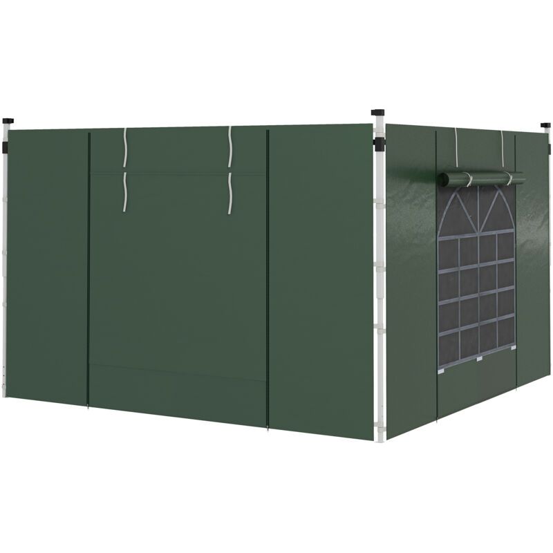 Seitenwände Für 3 X 3 / 3 X 6 M Pavillon, Seitenwände Mit Fenster Und Tür, Ersatzwände Für Partyzelt, Oxford-gewebe, Grün