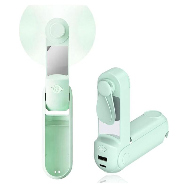 Mini 5-in-1 Tragbarer Ventilator, Leise Und Usb-aufladbar, 2200 Mah Powerbank, 12-48 Stunden Maximale Akkulaufzeit, Led-anzeige, Mit Tragbarem Ladegerät, Für Frauen Und Mädchen (grün)
