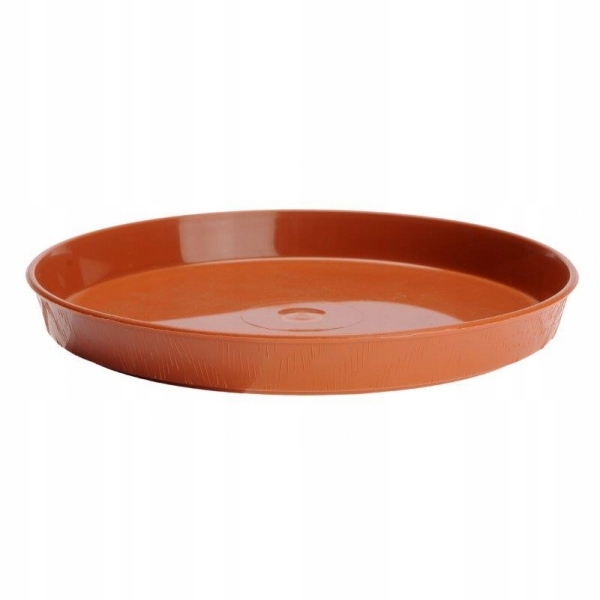 Runde Kunststoff-untertasse In Holzoptik Für Einen Blumentopf, 22 Cm Durchmesser, Größe 3, Terrakotta, Rot