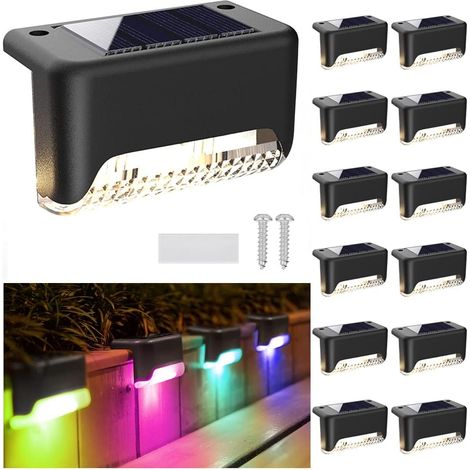 Set Mit 12 Außenleuchten, Wasserdichte Led-solarleuchten Für Terrasse, Treppe, Zaun, Geländer, Garten, Hof (mehrfarbig)