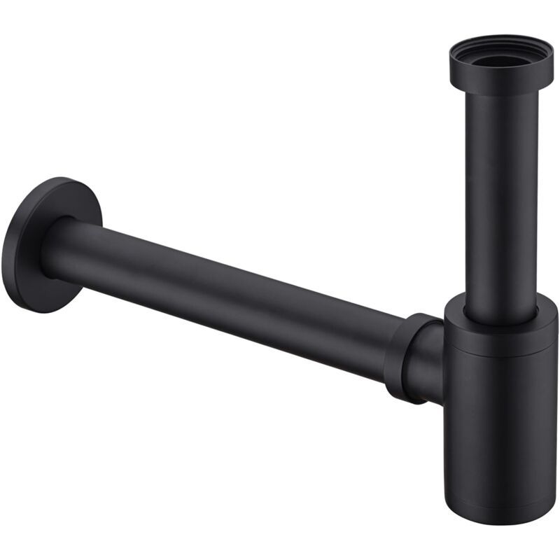 Sepsha Messing-waschbeckenablauf Mit Siphon Und 3,2 Cm Verstellbarer, Langer Gleitdichtung, Dekorativer Wandablauf, Mattschwarz