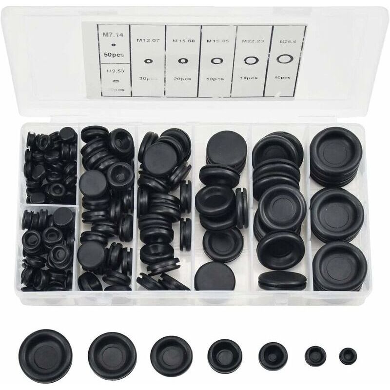 Packung Mit 170 Gummistopfen, 7 Größen, Gummitüllen, Lochstopfen Mit Aufbewahrungsbox, Elektrisches Kabeldichtungsset Für Autowasserpumpe