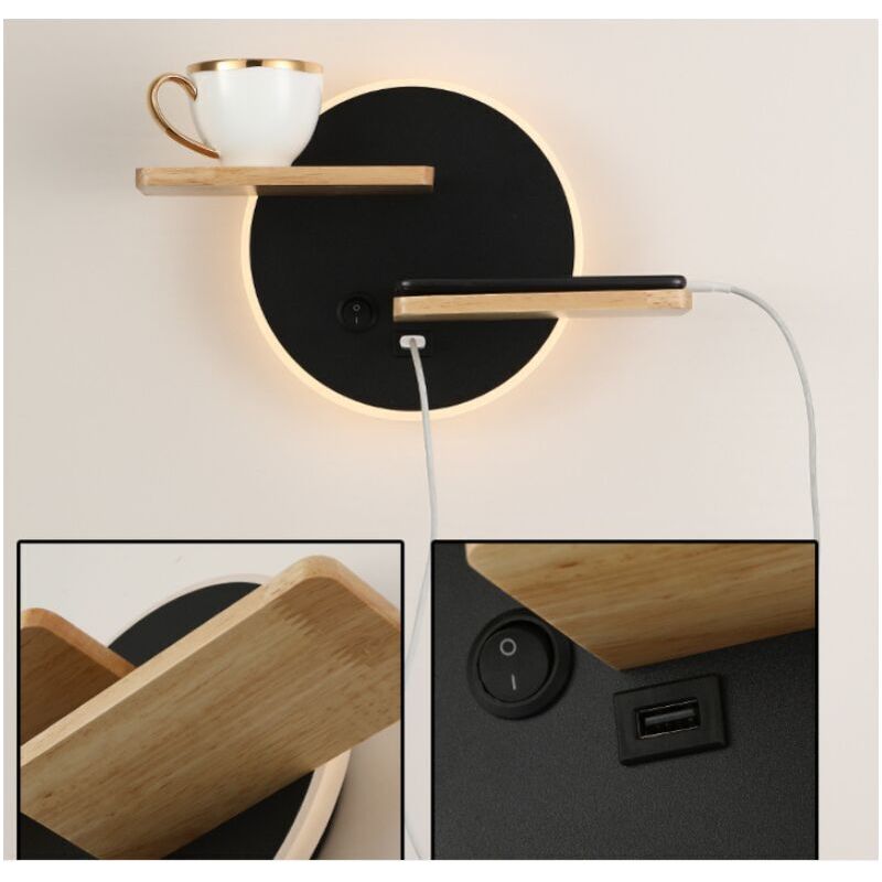 Sepsha – Led-wandleuchte Für Den Innenbereich Mit Usb-anschluss – Sanftes Licht, 30 X 19 X 12 Cm – Integrierter Schalter – Energieklasse A