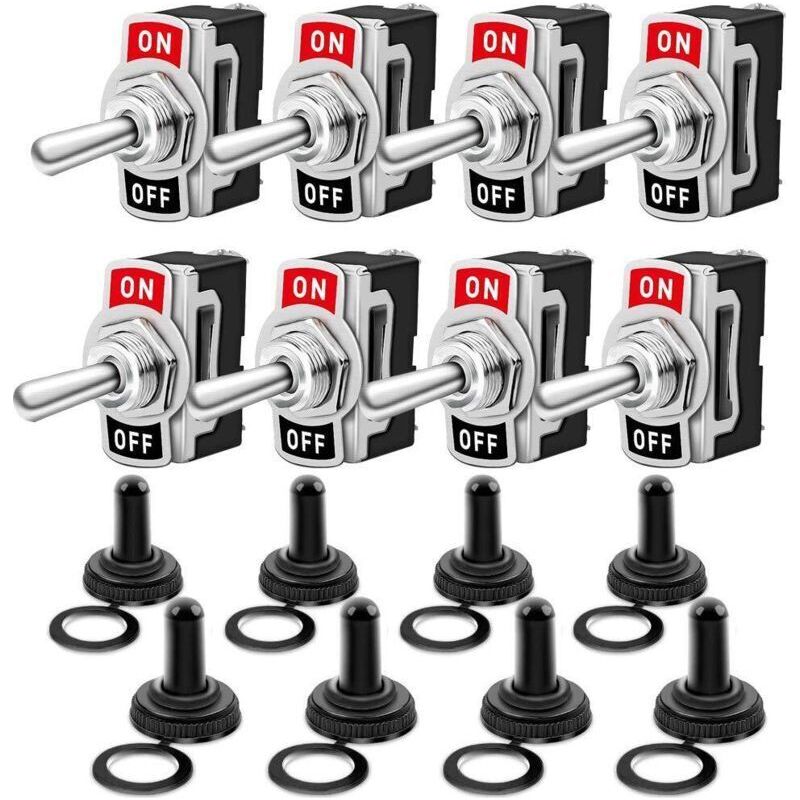 Gebildet 8-teiliger Wippschalter Mit Wasserdichter Kappe, 10a/12vdc, 6a/24vdc, Spst Ein/aus 2 Positionen 2 Pins, Für Auto-armaturenbrettbeleuchtung (schwarz)