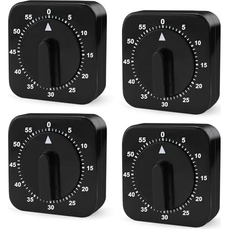 Mechanischer Küchentimer – 4er-pack – 60 Minuten – Geeignet Für Zuhause, Küche, Sport Und Studium (schwarz)