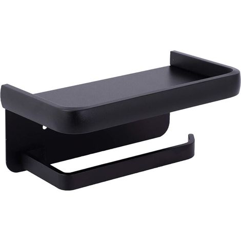 Xepho Wandmontierter Toilettenpapierhalter Aus Aluminium Mit Ablagefach, Schwarz