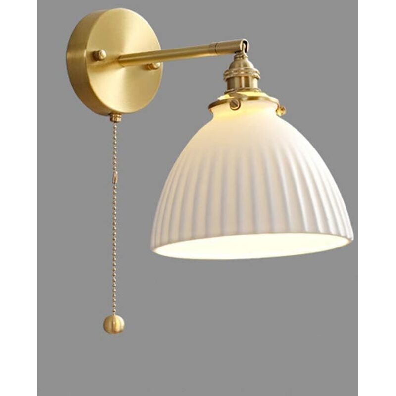 Nordische Keramik-wandleuchten, Messing-wandleuchte Für Den Innenbereich, Schlichte Weiße Nachttischlampe Für Schlafzimmer, Badezimmer, Wohnzimmer