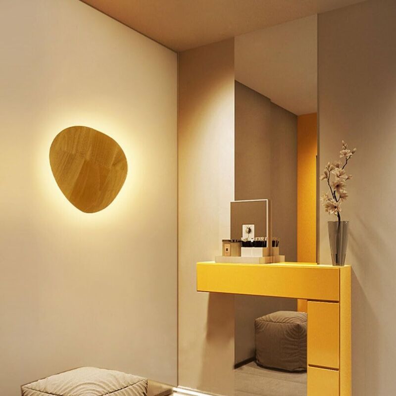 Wandleuchte Aus Holz, Ovale Led-wandleuchte, Geometrische Nordische Wandleuchte, Warmweiße 3000k-wandleuchte Für Den Nachttisch, Moderne Wandbeleuchtung Aus Holz Für Flur Und Wohnzimmer (25214)