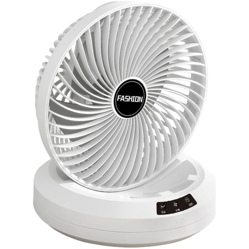 Leiser Tischventilator, Faltbarer Wandventilator, Wiederaufladbar, Für Den Innen- Und Außenbereich Geeignet, Weiß