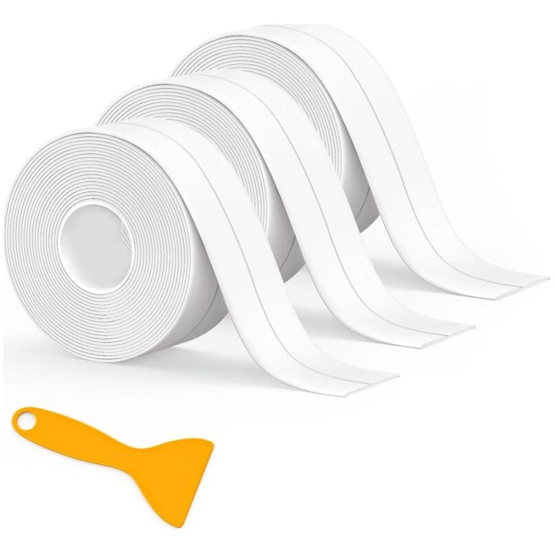 Badezimmerdichtung, 3 Rollen Weißes Silikon-selbstklebeband, Badewannendichtung – Dichtungsstreifen Für Badezimmer, Küche Und Mehr (320 X 3,8 Cm)