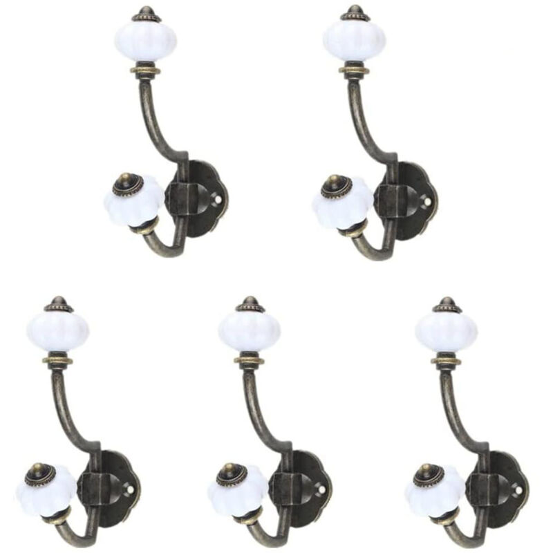 Crochets De Vêtements Muraux Rétro Crochets De Manteau En Céramique Antique Pour La Porte De La Salle De Bain Cuisine Bronze 5 Pcs Crochets Muraux