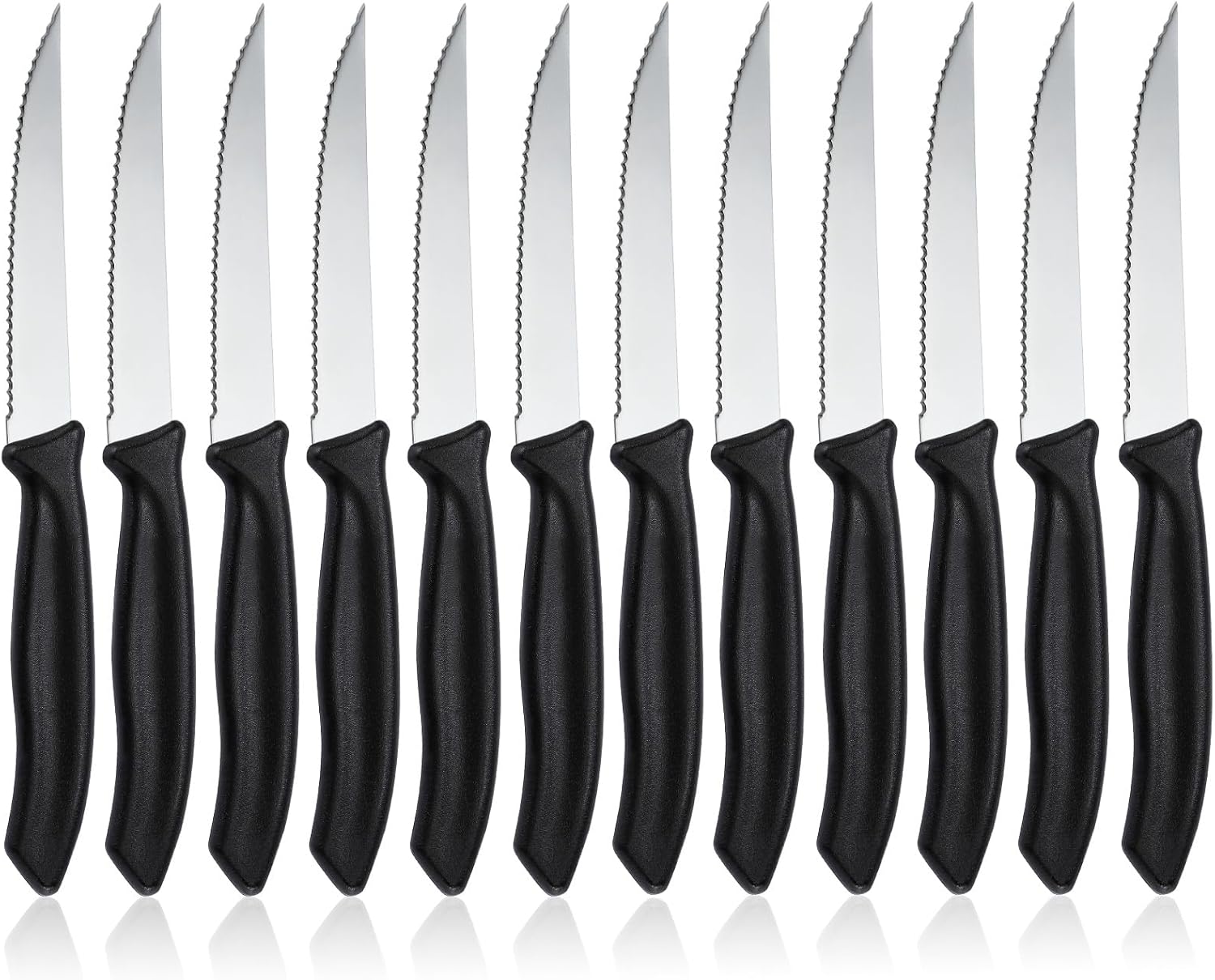 Lot De 12 Couteau De Table À Lame Crantée, Set De Couteaux À Petit Déjeuner En Acier Inoxydable, Set De Couteaux À Steak Pour La Maison Et Le Restaurant, Lavable En Machine