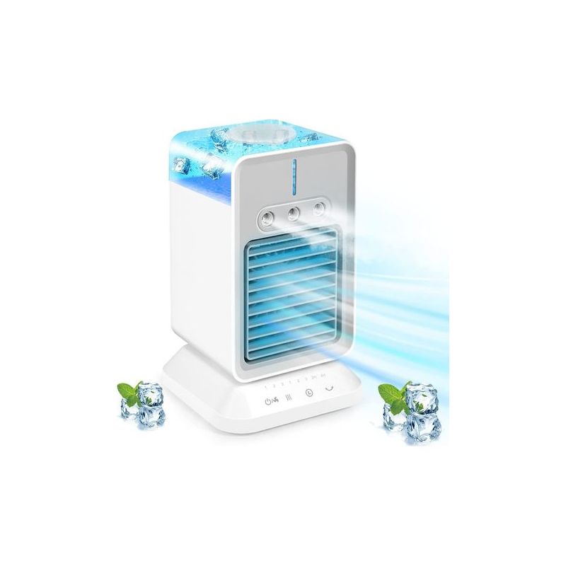 Tragbarer Mini-usb-ventilator Mit Klimaanlage – 3 Windgeschwindigkeiten – 2 Timer – Persönliche Kühlung