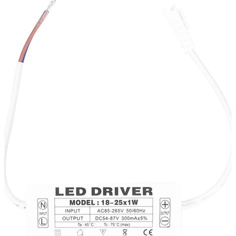 Pilote Led 18-25x1w, Courant Constant, Entrée 300ma, Sortie Ac85-265v, Transformateur 54-87vdc