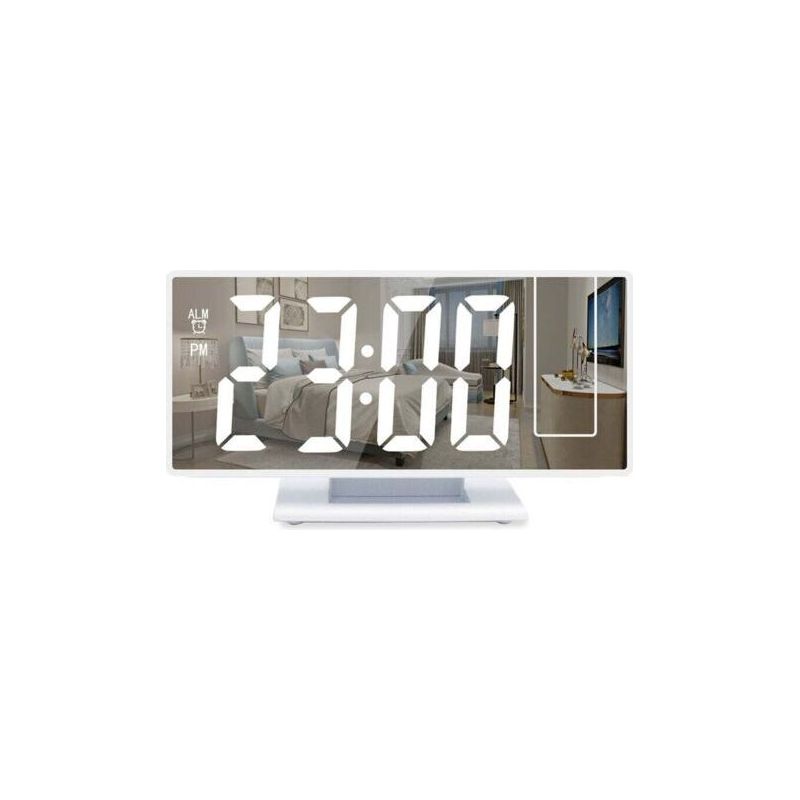 Bunthaus Réveil Numérique, Réveil À Projection Pour Gros Dormeurs, Horloge Numérique Pour Chambre À Coucher Avec Grand Écran Led, 12/24h, Port De Charge Usb, Snooze, Fonction Mémoire, Luminosité Régl