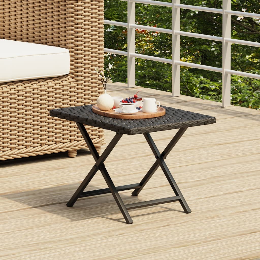 Klapptisch Schwarz 45x35x32 Cm Poly Rattan