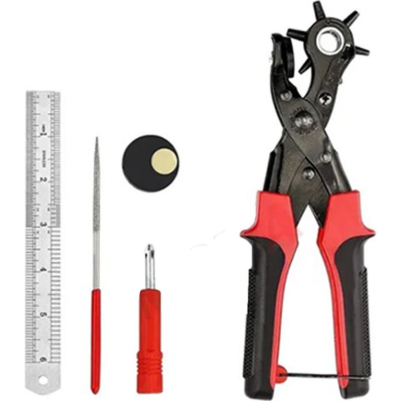 Lederlochzange, 3er-set Gürtellocher, Verstellbares Werkzeug Mit Lineal Und Wetzstab, Diy-set