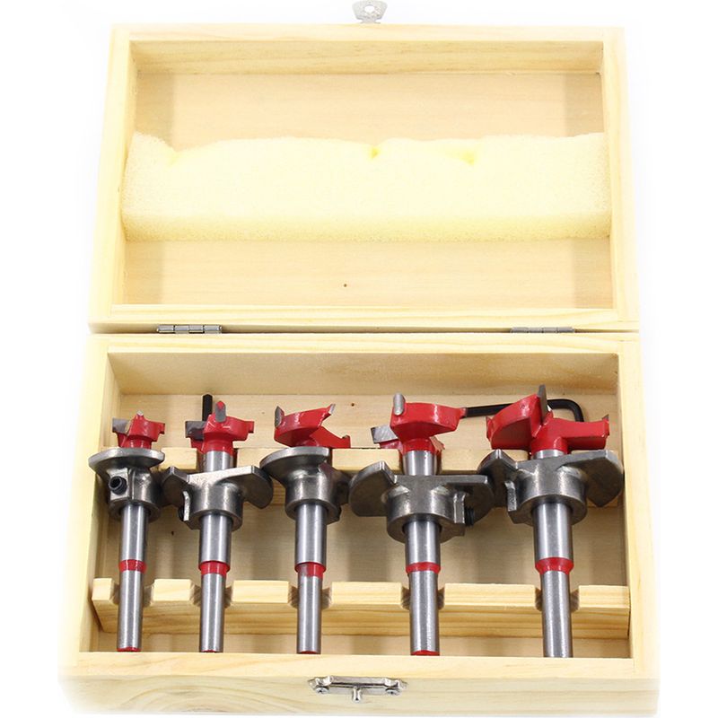 5-teiliges Verstellbares Holzbohrer-set 15–35 Mm, Hartmetall, Zum Bohren Von Scharnieren Und Holzkernen