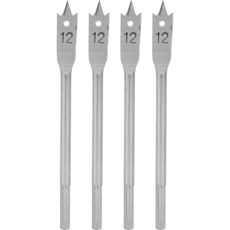 Set Mit 4 Flachen Holzbohrern Aus Hochkohlenstoffhaltigem Stahl, 12 Mm, Für Manuelles Bohren Und Holzbearbeitung