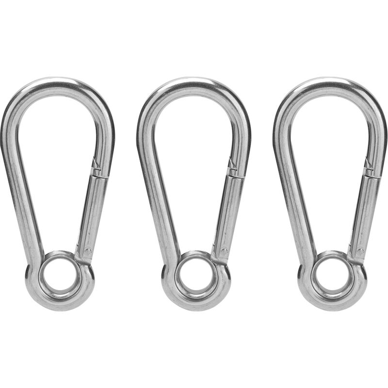 Set Mit 3 Edelstahl-federkarabinern Mit Sicherheitsring, M10 (10 Mm) Seilzubehör