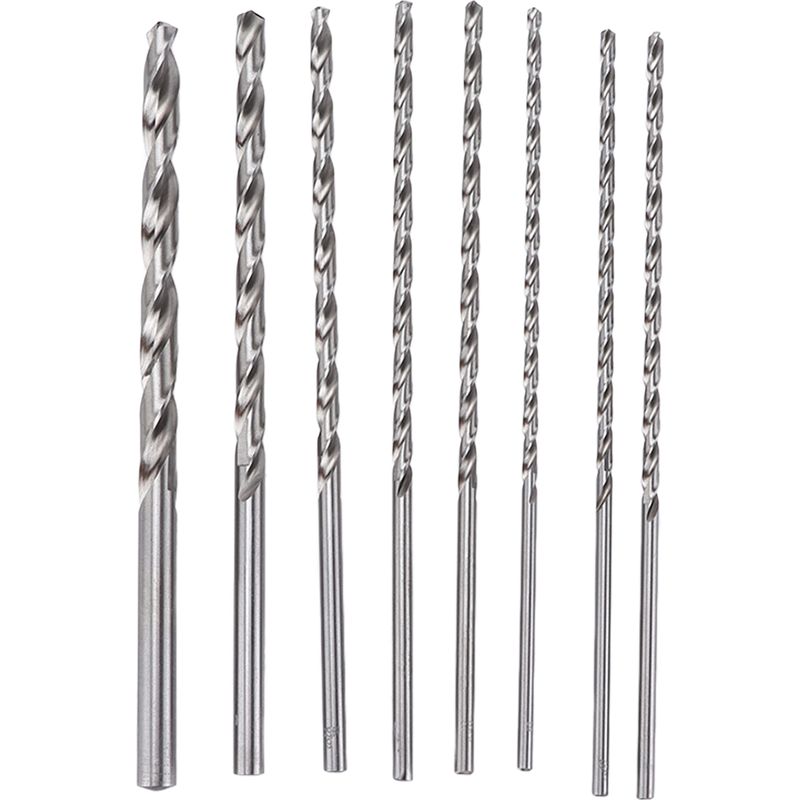 Set Mit 8 Hss-spiralbohrern, 4 Mm–10 Mm, 200 Mm Extra Lang, Für Metall Und Holz, Drehbohrset