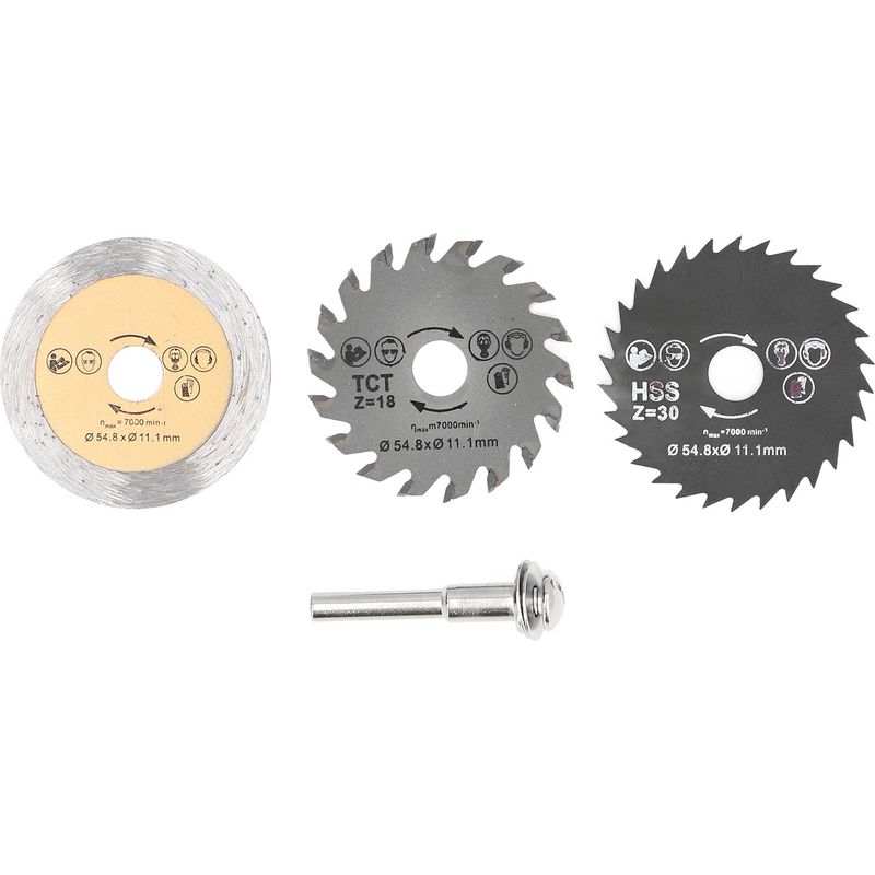 Set Mit 4 Mini-kreissägeblättern, 7000 U/min, Glatter Schnitt, Hohe Widerstandsfähigkeit, Scharfe Zähne, Für Holz, Pvc, Sperrholz