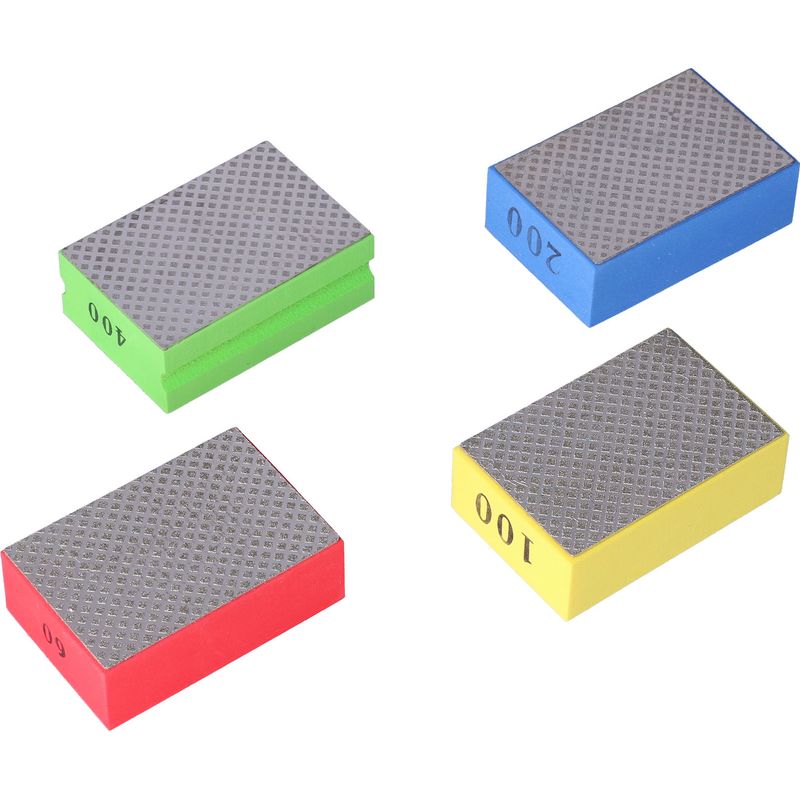 4 Diamantpolierpads Zum Schleifen Und Entgraten Von Fliesen Und Naturstein, Körnung 60, 100, 200, 400