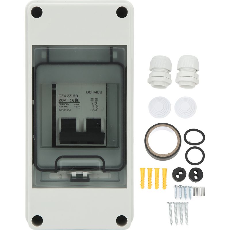 2p Dc 20a 1000v Solar-trennschalter, Ip65 Wasserdichtes Gehäuse, Mini-dc-leistungsschalter Für Photovoltaikanlagen.