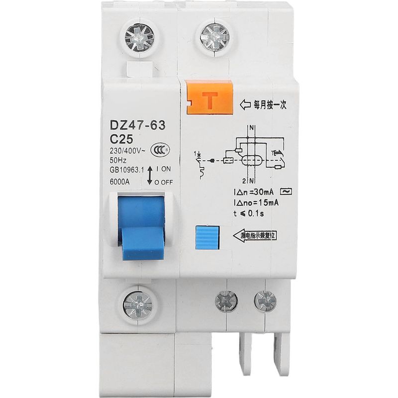 1p+n 25a Dz47le-63 C25 Leitungsschutzschalter, 230v/400v Fehlerstromschutzschalter, 30ma Fehlerstrom-schutzeinrichtung, Für Schalttafeln