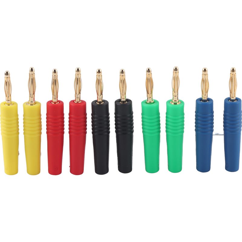 Packung Mit 10 U49 2-mm-bananensteckern Für Elektrische Prüfungen, Rot, Schwarz, Gelb, Grün, Blau