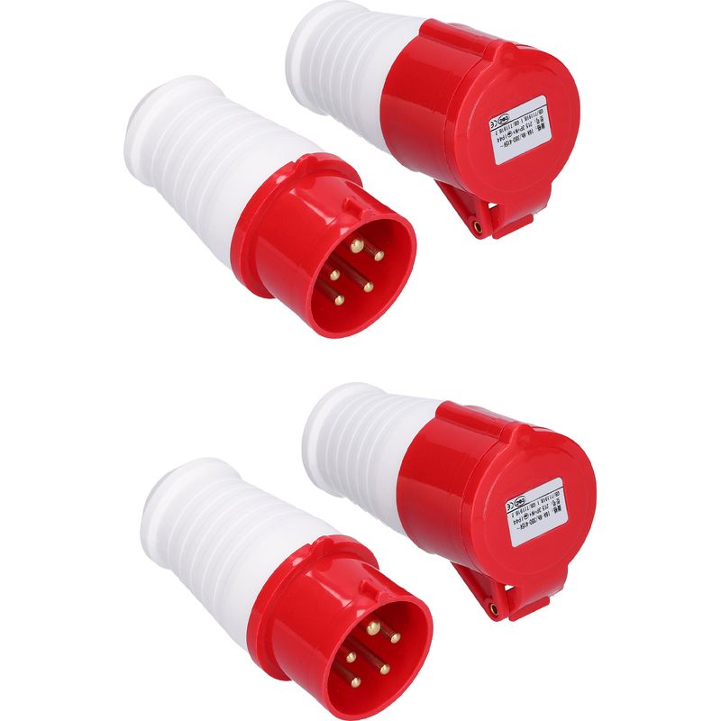 2 Stück Industrielle 5-polige Ip44 Drehstrom-steckverbinder (stecker Und Buchse) 16 A 380 V–415 V