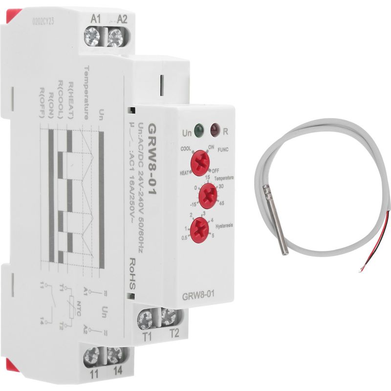 Digitalthermostat Mit Grw8-01 Sonde, Temperaturregelungsrelais Mit Led-anzeige Für Hohe Und Niedrige Temperaturen, Überwachung Für Das Steuerungssystem.