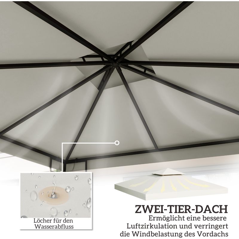Outsunny Ersatzdach Für 3x3 M Pergola, Wasserdichte Abdeckung Für Metallunterstände, Ersatzdach Für Gartenpavillon, Festzelt, Outdoor-zelt, Polyester, Cremeweiß