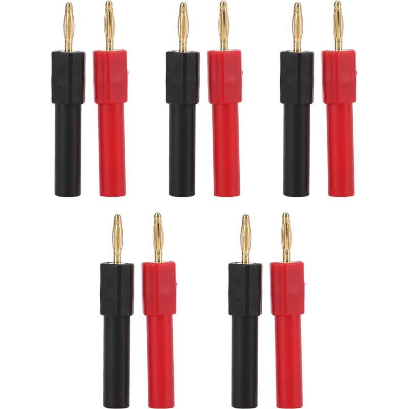 Packung Mit 5 Pa-messing-bananensteckeradaptern, 2 Mm Stecker Auf 4 Mm Buchse, Rote Und Schwarze Anschlüsse
